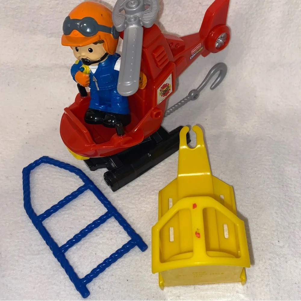 Little People Fire Rescue set , Drew, helicopter, basket, ladder